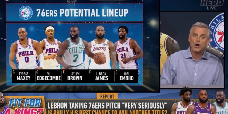 Cowherd：詹皇若赴76人将获生涯最强首发 点名优于热火三巨头