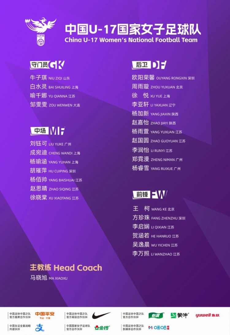 U17女足世界杯备战提速 28人集训名单马晓旭挂帅江苏11人入围 U17女足世界杯备战提速 28人集训名单马晓旭挂帅江苏11人入围