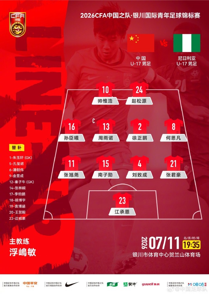 U17国足首发出炉 王钰栋领衔攻击线 U17国足首发出炉 王钰栋领衔攻击线
