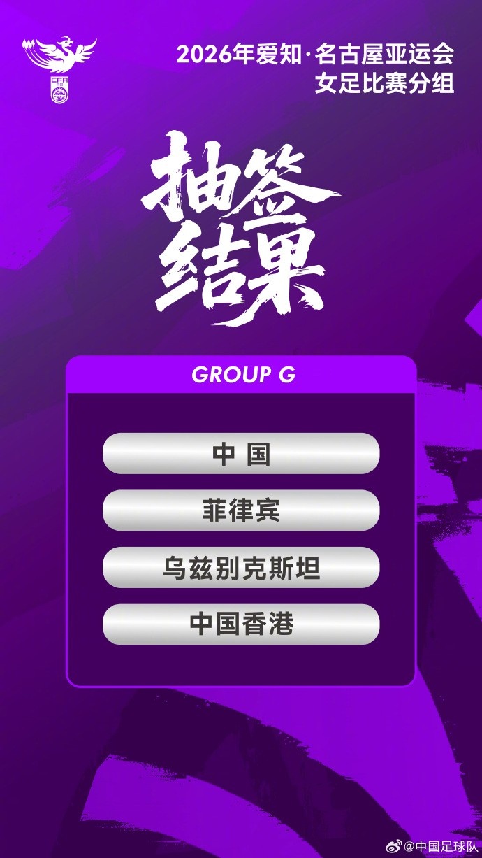 亚运抽签：中国男足B组遭遇伊朗朝鲜，女足G组迎菲律宾乌兹别克